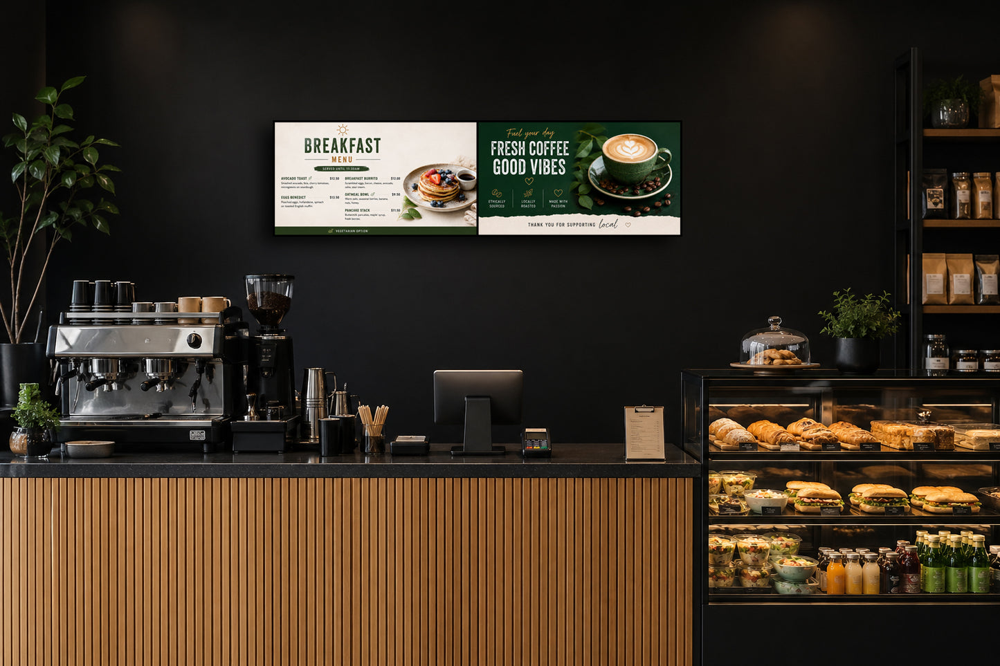 32" Digital Menu Boards in Landscape with 12-mths free software