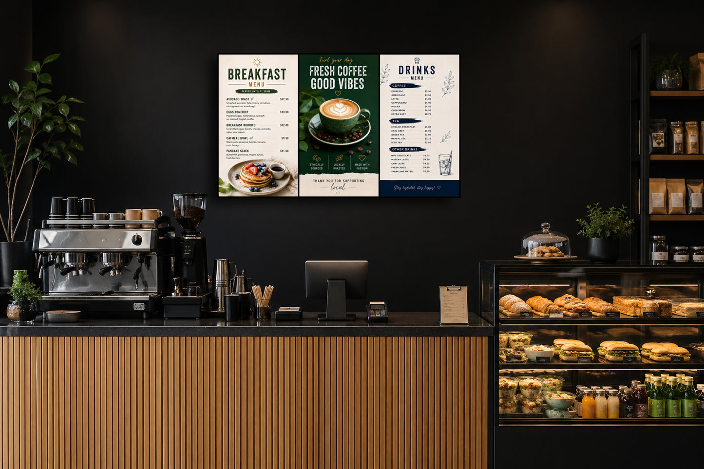 43" Portrait Digital Menu Board - 3 screens (1683.6mm x 973mm)
