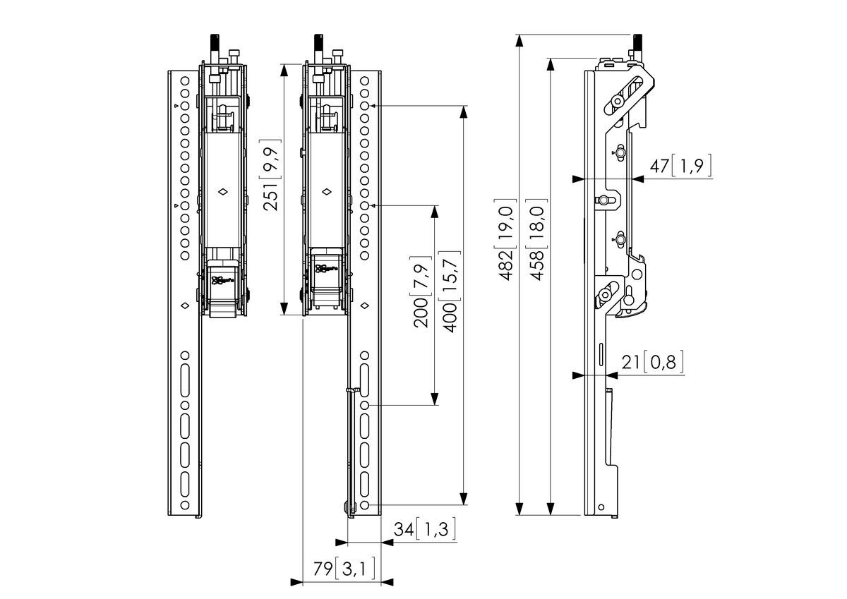 Display interface strips 3D adjustable Max. fitment (mm) 445 / 400 mm