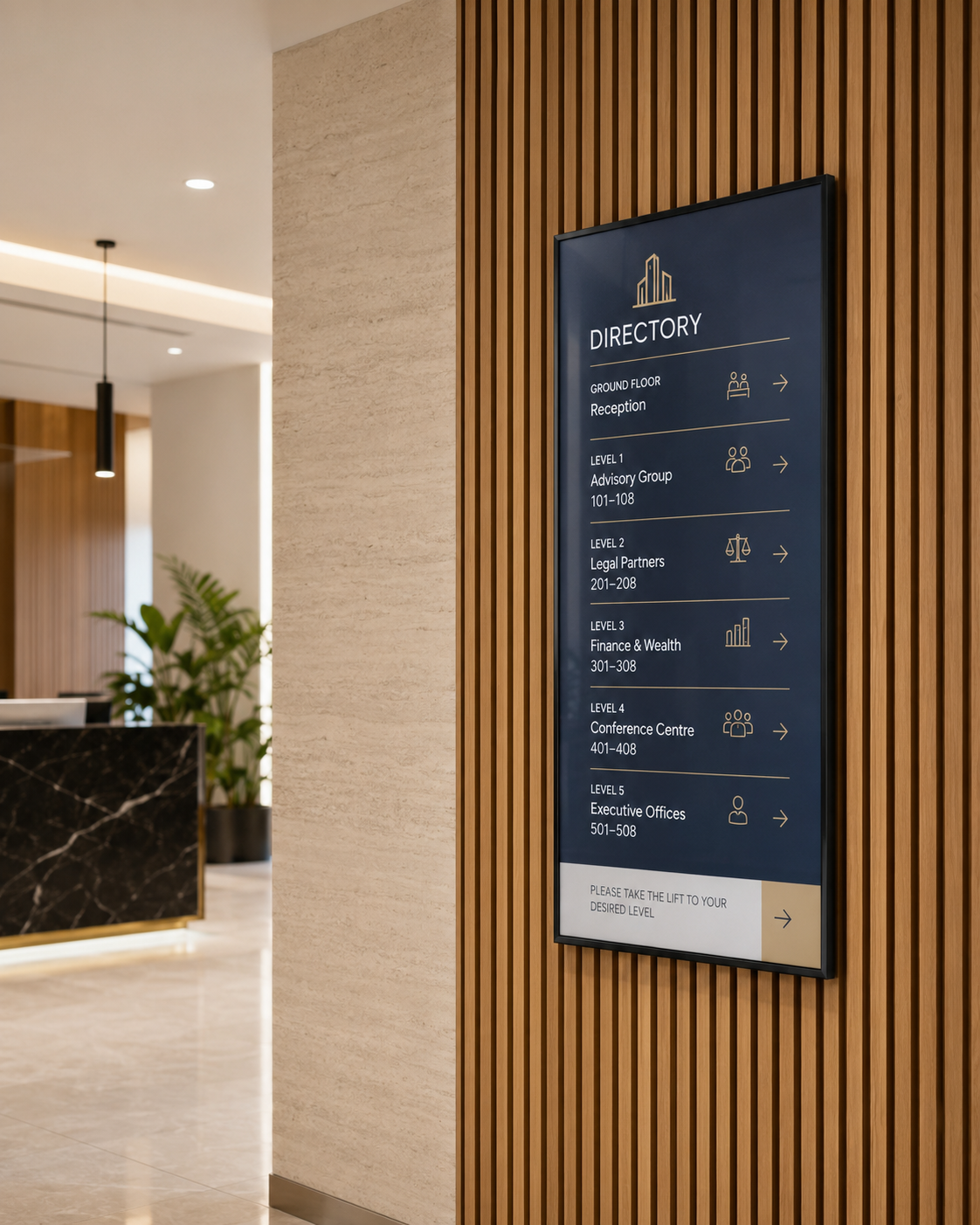 JDS Slimline 43" Wall Mounted Directory Board