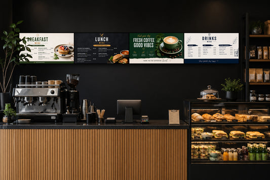 32" Landscape Digital Menu Boards - 4 Screens (2906mm x 425.4mm)