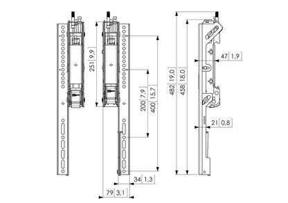 Display interface strips 3D adjustable Max. fitment (mm) 445 / 400 mm